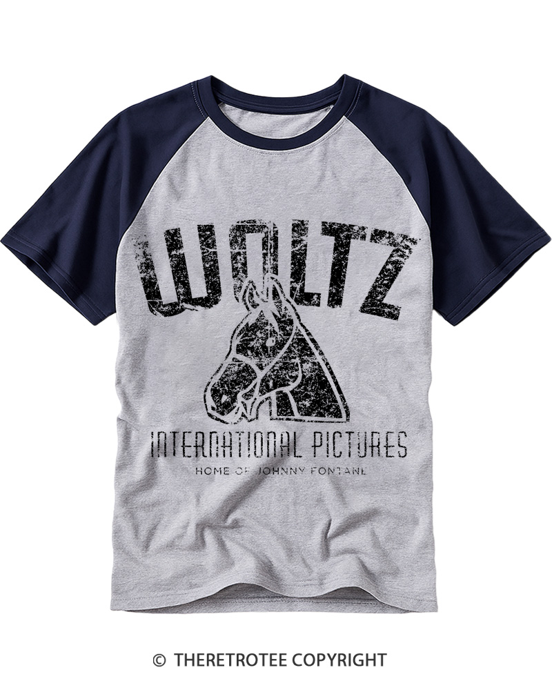 TheRetroTee Woltz International Pictures 1970s Raglan Baseball T-Shirt