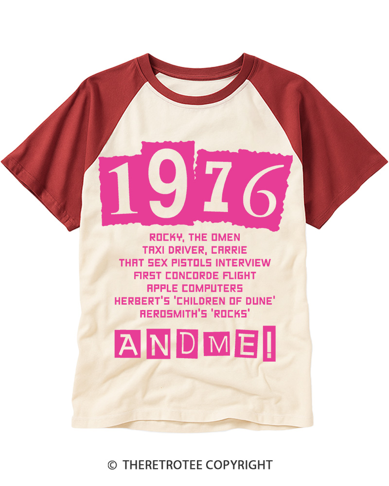 TheRetroTee 1976 Big Events 1970s Raglan Baseball T-Shirt Sale