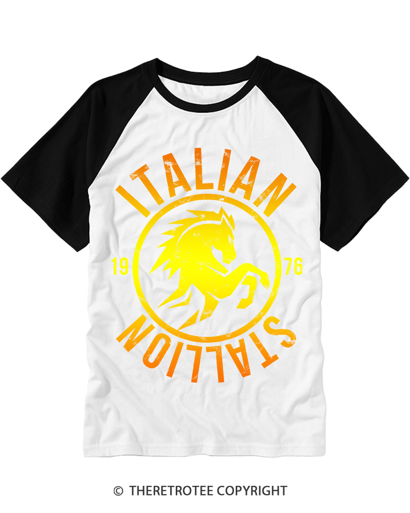 TheRetroTee Italian Stallion 1976 Raglan Baseball T-Shirt