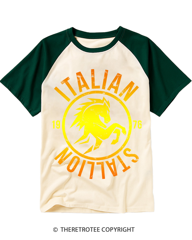 TheRetroTee Italian Stallion 1976 Raglan Baseball T-Shirt