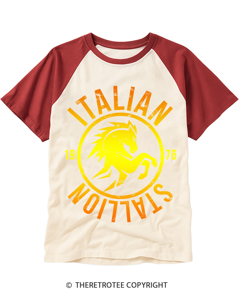 TheRetroTee Italian Stallion 1976 Raglan Baseball T-Shirt