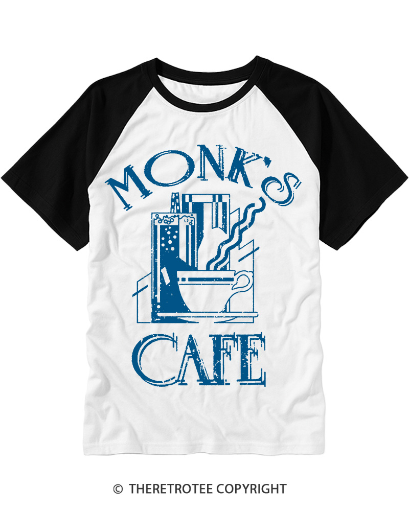 TheRetroTee Monk's Cafe 1960s Raglan Baseball T-Shirt