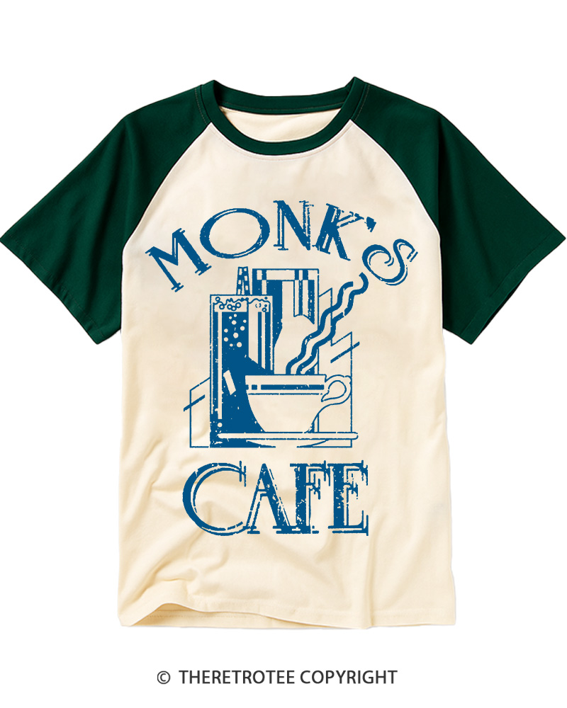 TheRetroTee Monk's Cafe 1960s Raglan Baseball T-Shirt