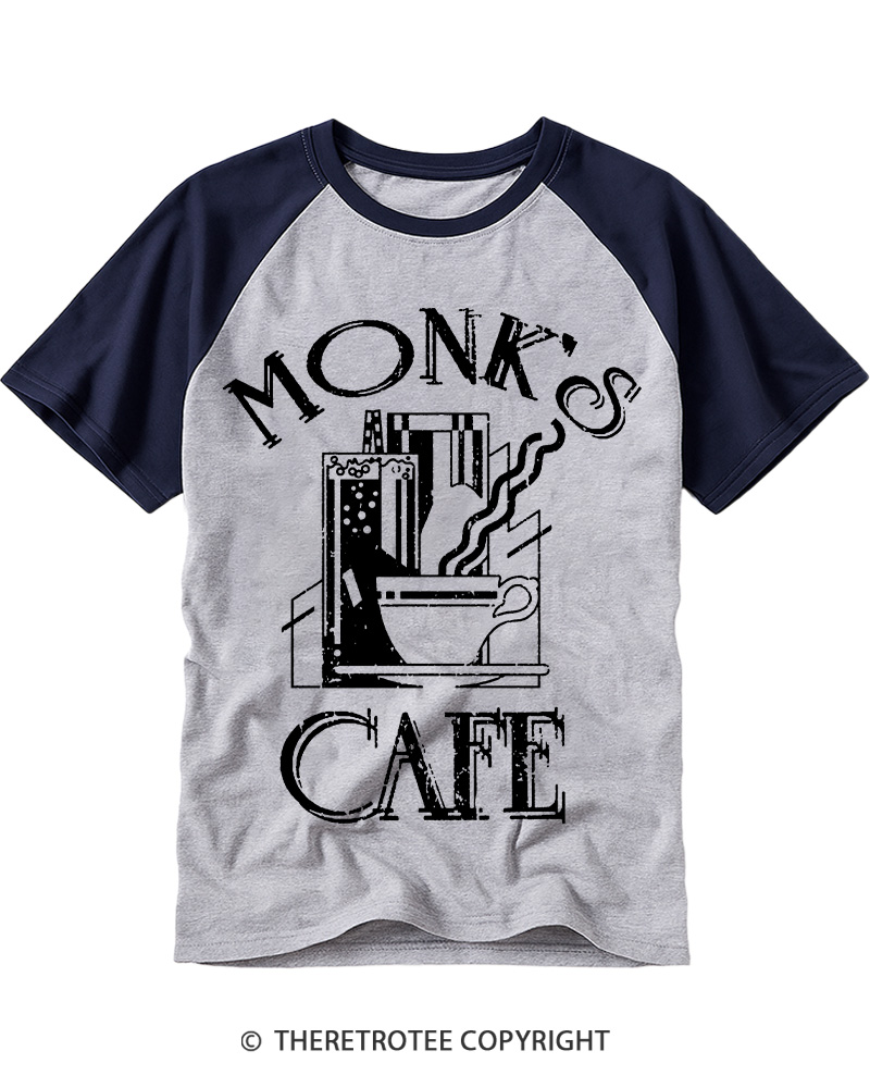 TheRetroTee Monk's Cafe 1960s Raglan Baseball T-Shirt