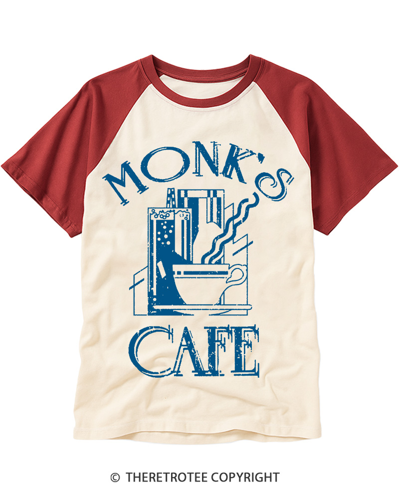 TheRetroTee Monk's Cafe 1960s Raglan Baseball T-Shirt