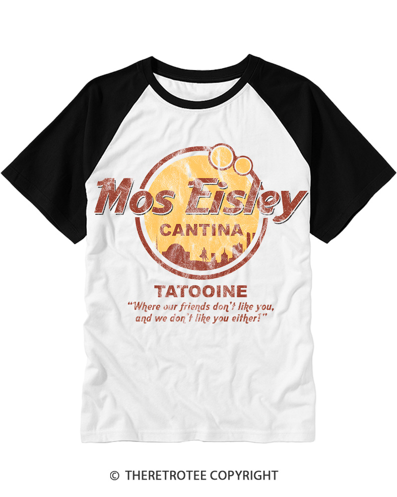 TheRetroTee Mos Eisley Cantina Tatooine 1970s Raglan Baseball T-Shirt