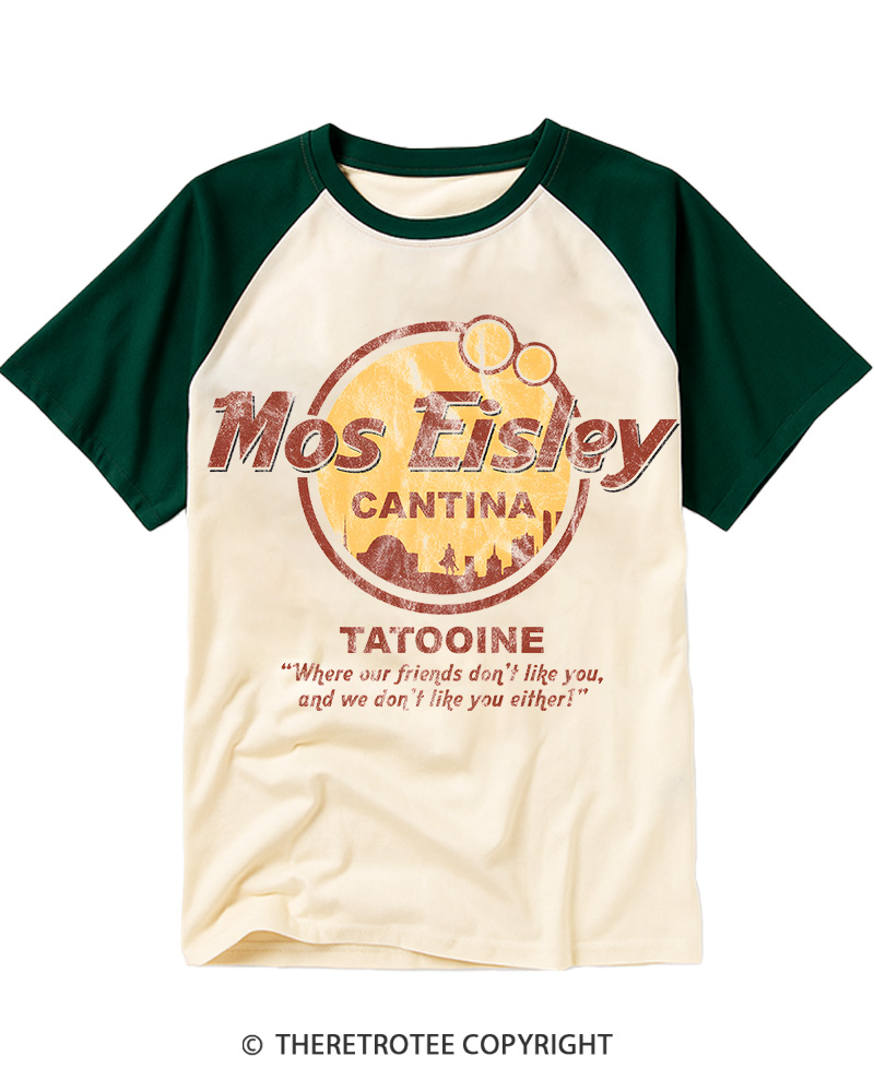 TheRetroTee Mos Eisley Cantina Tatooine 1970s Raglan Baseball T-Shirt
