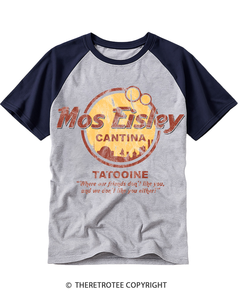 TheRetroTee Mos Eisley Cantina Tatooine 1970s Raglan Baseball T-Shirt