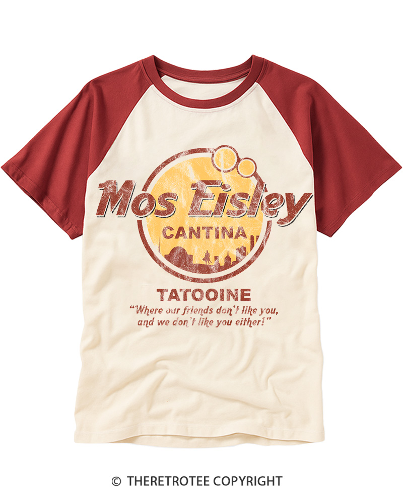 TheRetroTee Mos Eisley Cantina Tatooine 1970s Raglan Baseball T-Shirt