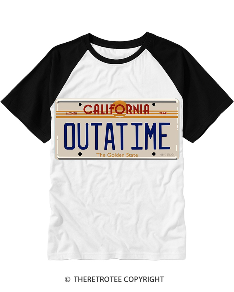 TheRetroTee OUTATIME 1985 Raglan Baseball T-Shirt