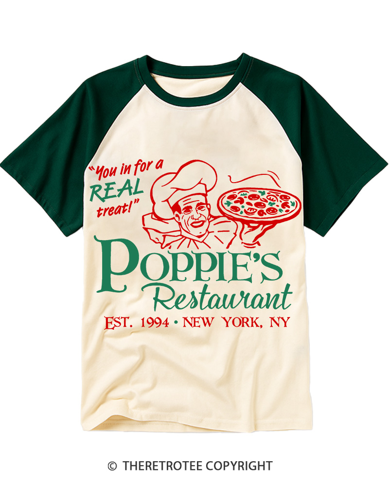 TheRetroTee Poppie's Restaurant 1970s Raglan Baseball T-Shirt