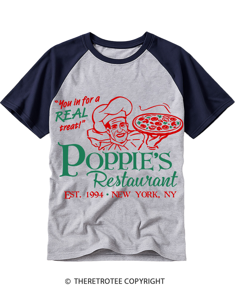 TheRetroTee Poppie's Restaurant 1970s Raglan Baseball T-Shirt