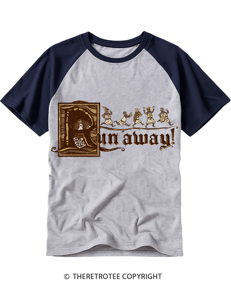 TheRetroTee Run Away 1975 Raglan Baseball T-Shirt