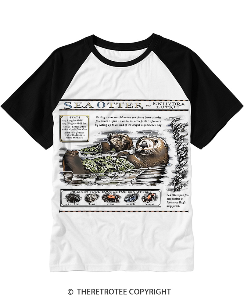 TheRetroTee Sea Otters Raglan Baseball T-Shirt