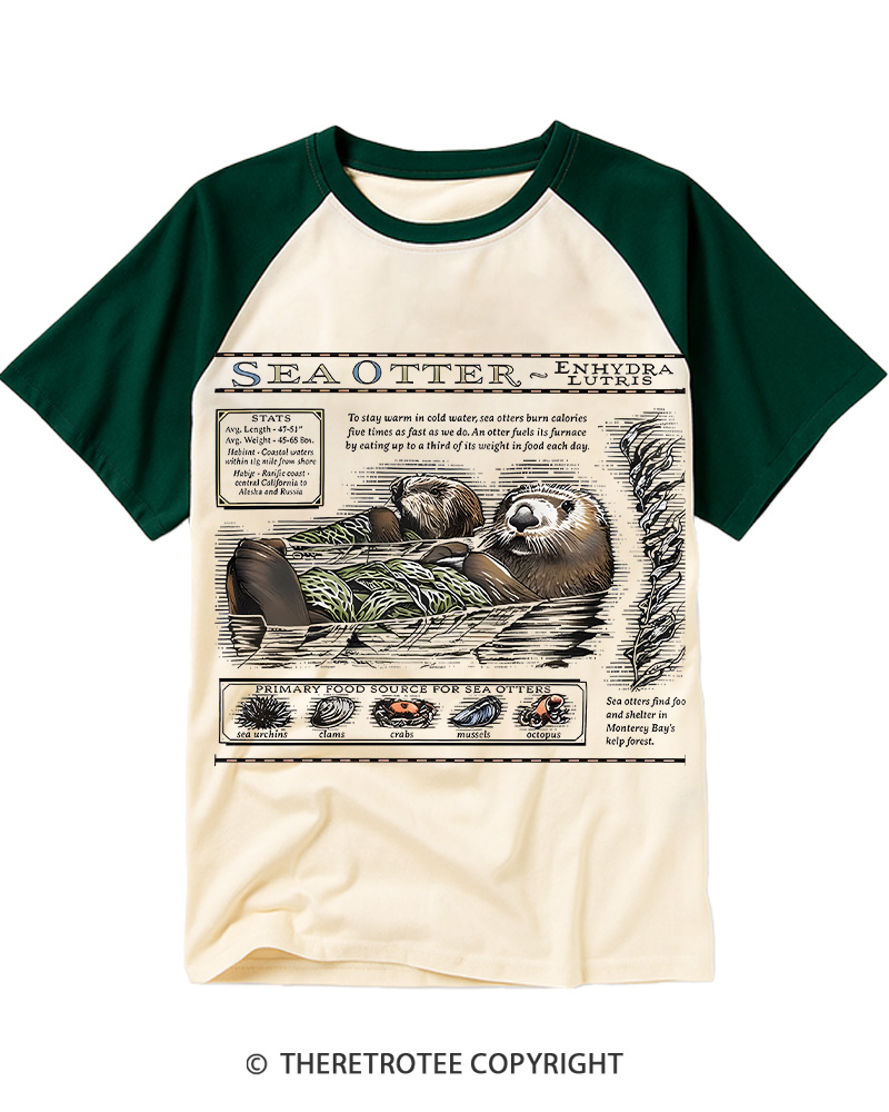 TheRetroTee Sea Otters Raglan Baseball T-Shirt