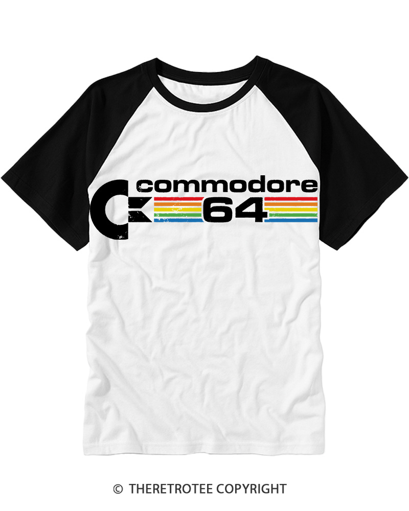 TheRetroTee Commodore 64 1982 Raglan Baseball T-Shirt