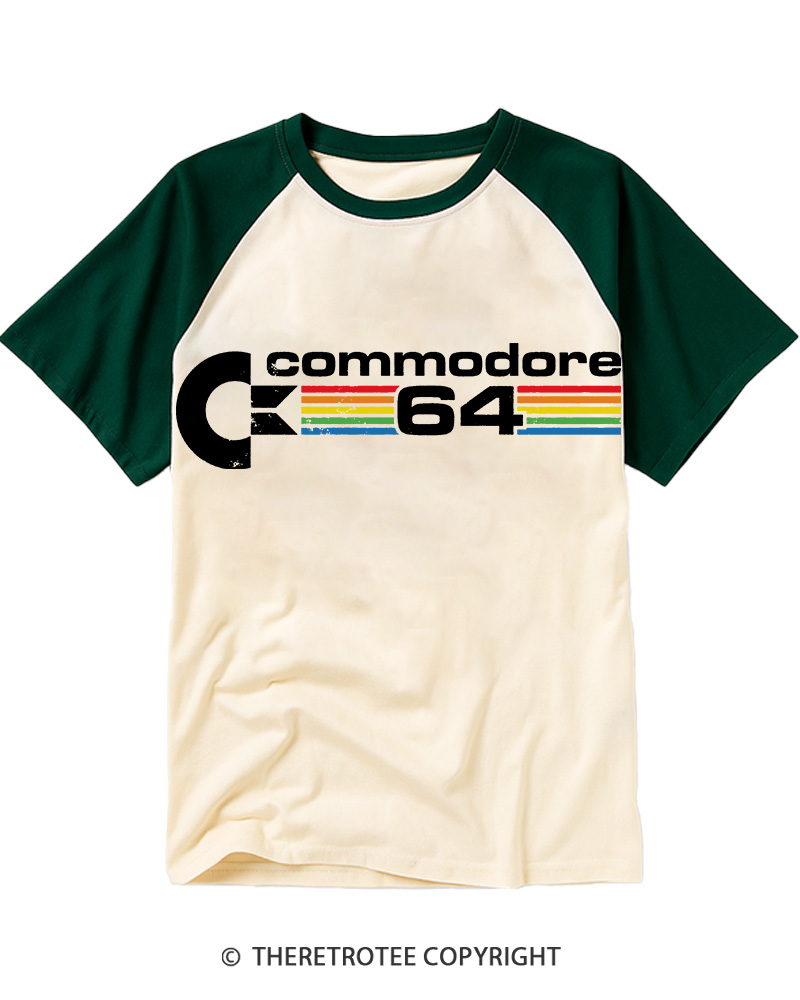 TheRetroTee Commodore 64 1982 Raglan Baseball T-Shirt