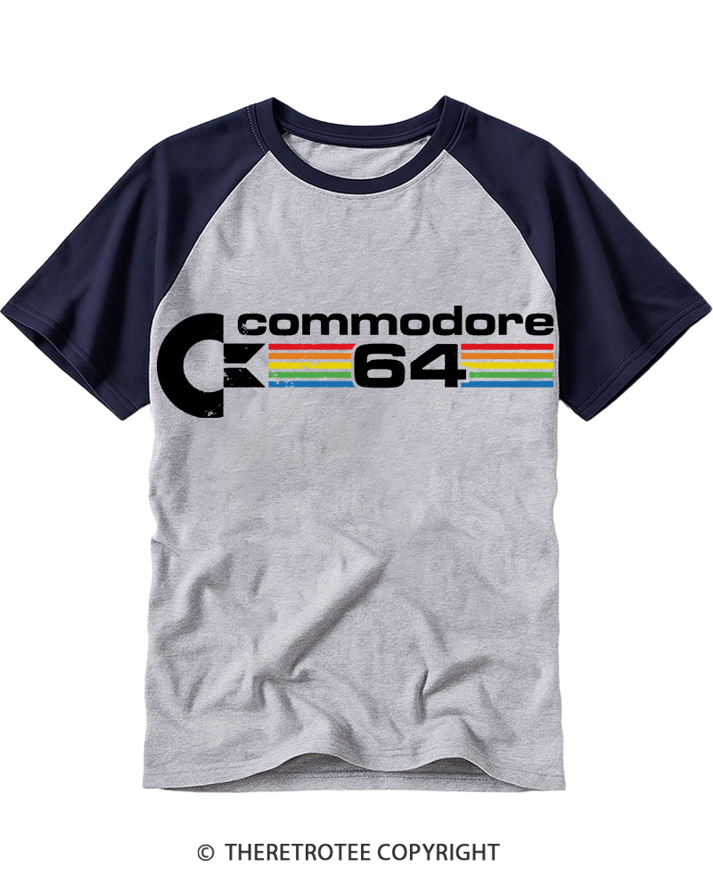 TheRetroTee Commodore 64 1982 Raglan Baseball T-Shirt