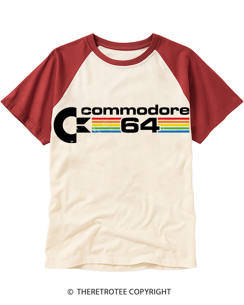 TheRetroTee Commodore 64 1982 Raglan Baseball T-Shirt