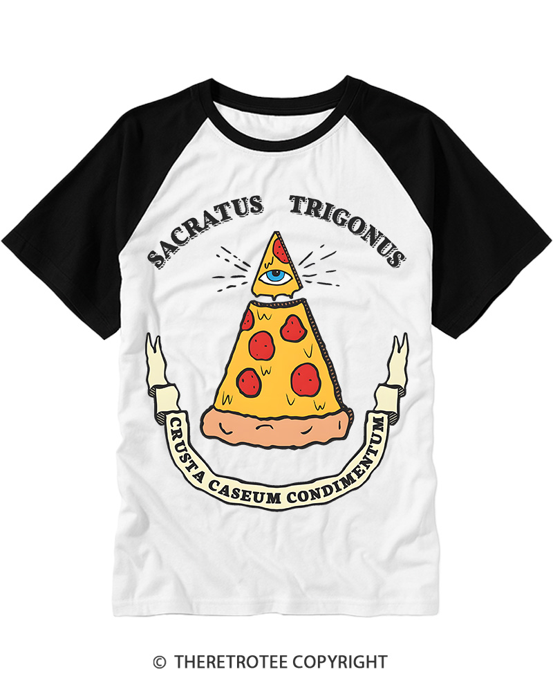 TheRetroTee Illuminati Pizza Slice Raglan Baseball T-Shirt