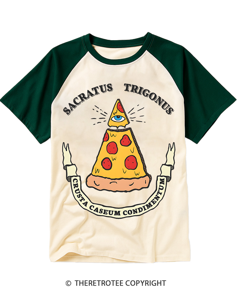 TheRetroTee Illuminati Pizza Slice Raglan Baseball T-Shirt