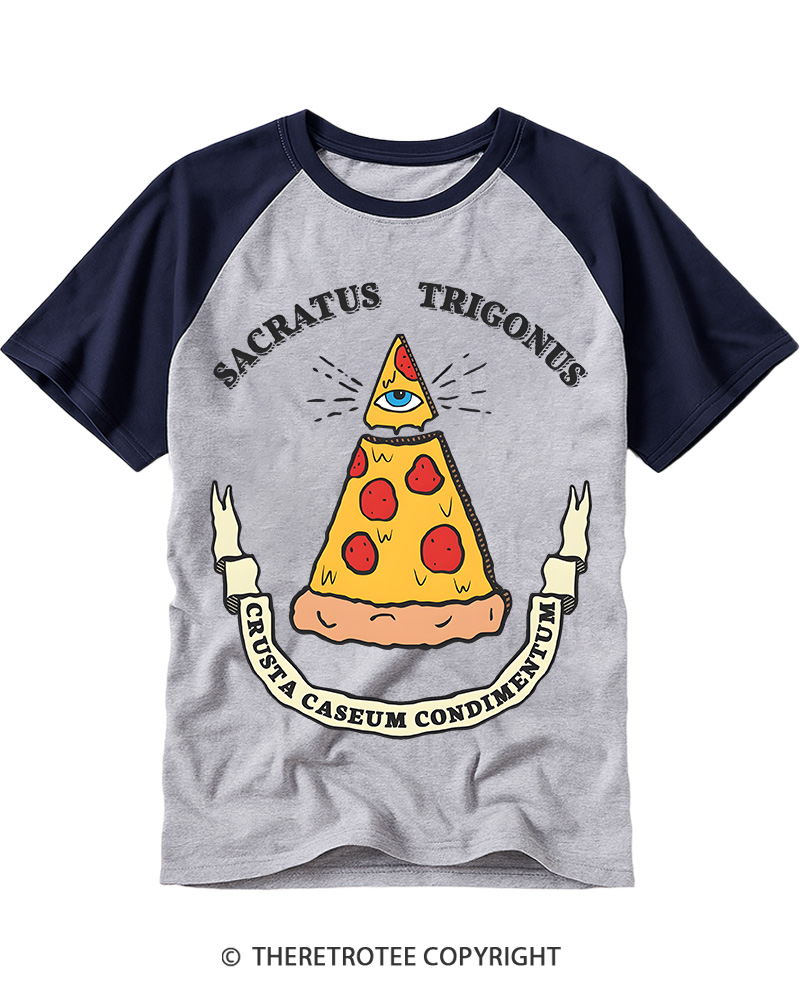 TheRetroTee Illuminati Pizza Slice Raglan Baseball T-Shirt