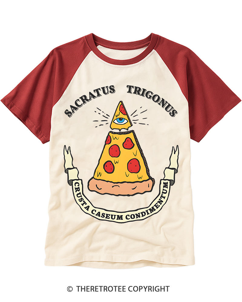 TheRetroTee Illuminati Pizza Slice Raglan Baseball T-Shirt