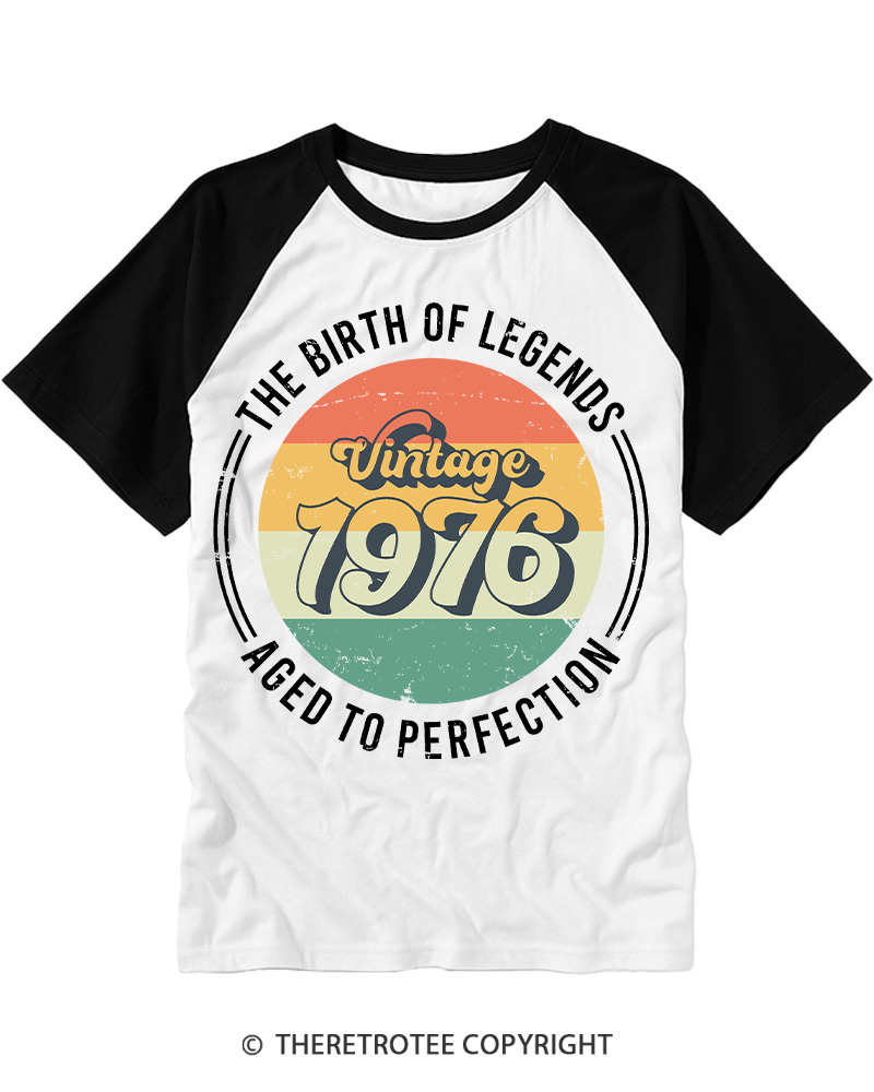TheRetroTee Vintage 1976 Raglan Baseball T-Shirt