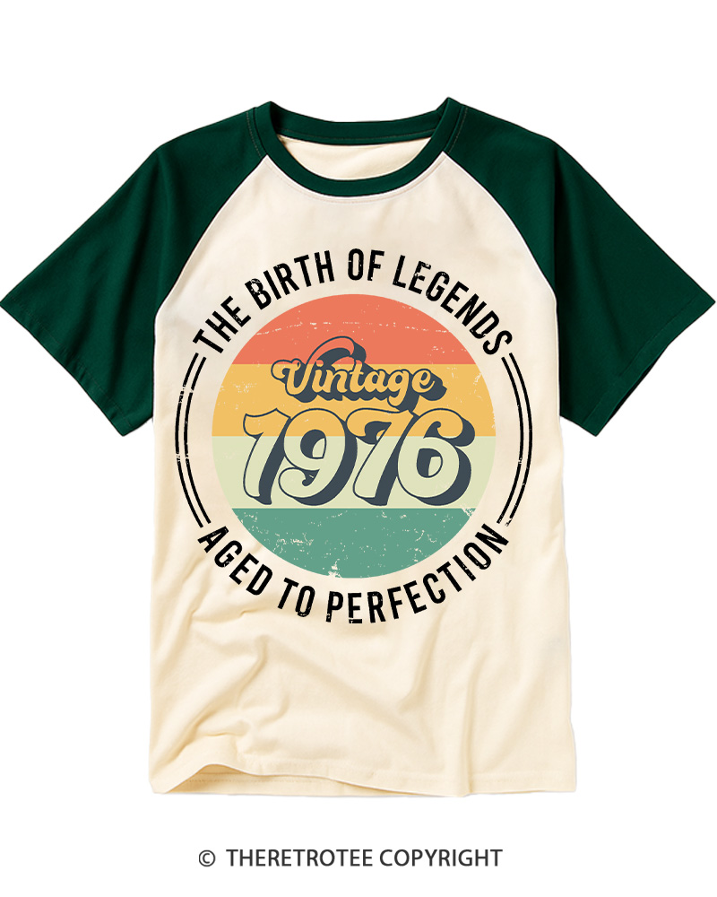 TheRetroTee Vintage 1976 Raglan Baseball T-Shirt