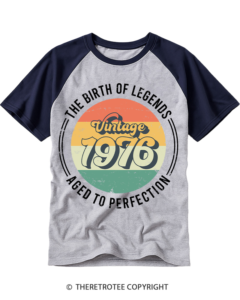 TheRetroTee Vintage 1976 Raglan Baseball T-Shirt