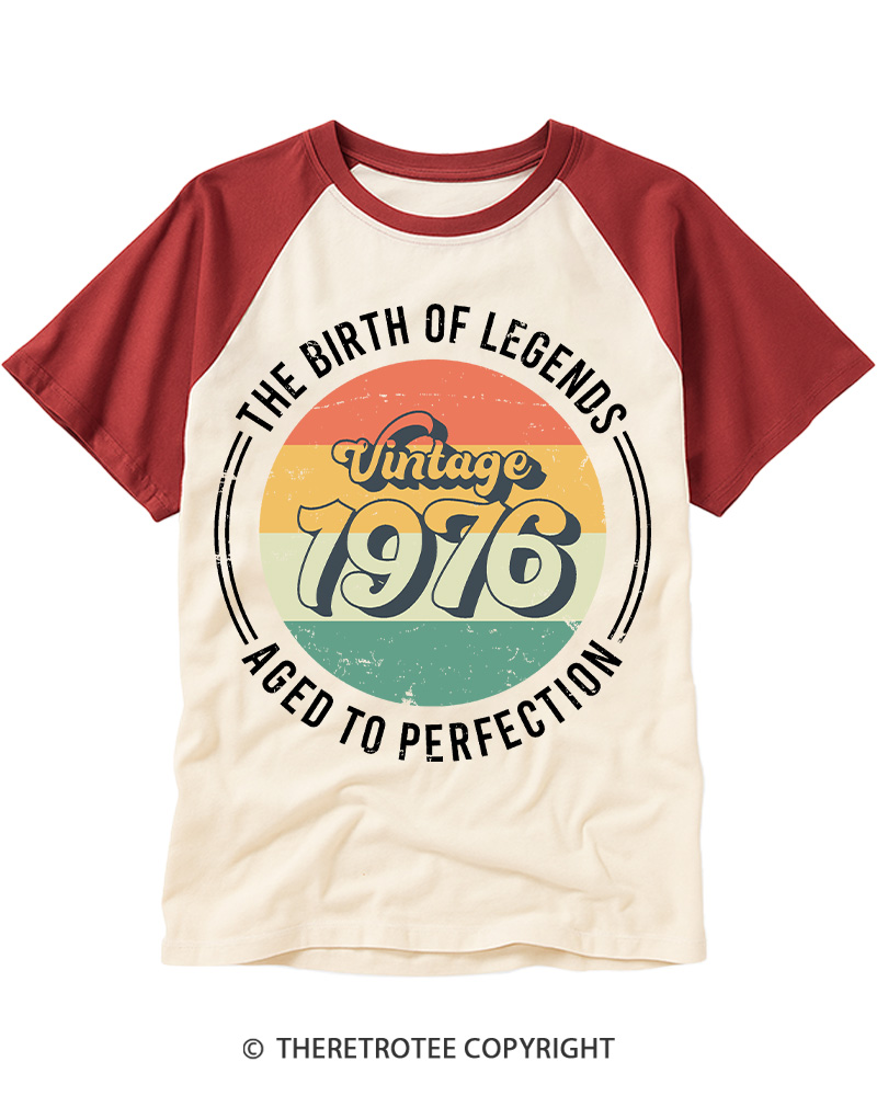 TheRetroTee Vintage 1976 Raglan Baseball T-Shirt