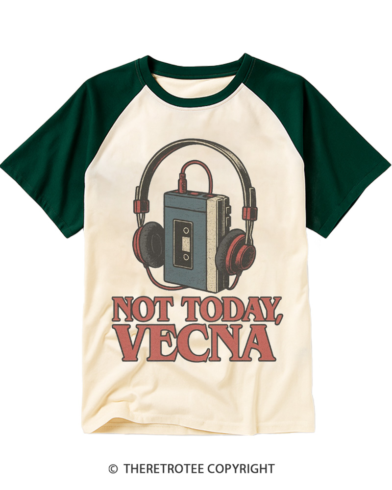 TheRetroTee Not Today Vecna Retro Cassette Tape 1980s Raglan Baseball T-Shirt