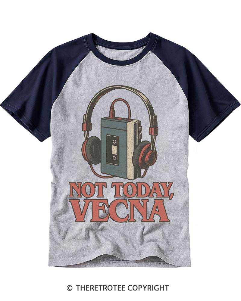 TheRetroTee Not Today Vecna Retro Cassette Tape 1980s Raglan Baseball T-Shirt