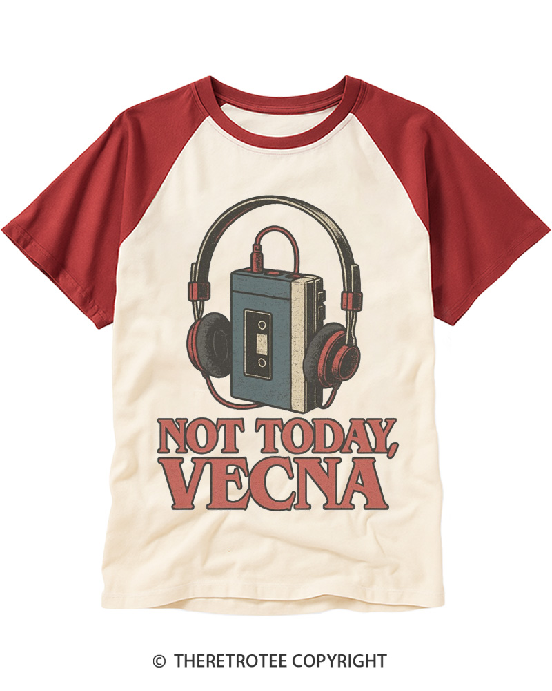 TheRetroTee Not Today Vecna Retro Cassette Tape 1980s Raglan Baseball T-Shirt