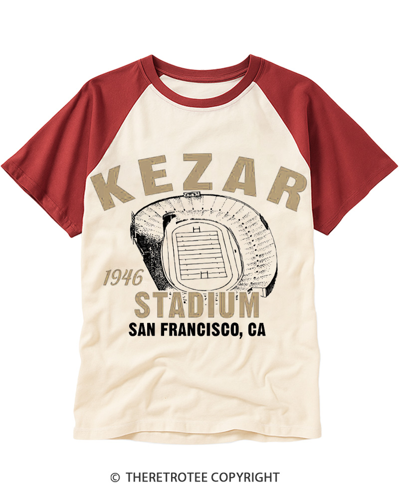 TheRetroTee Kezar Stadium 1946 Raglan Baseball T-Shirt