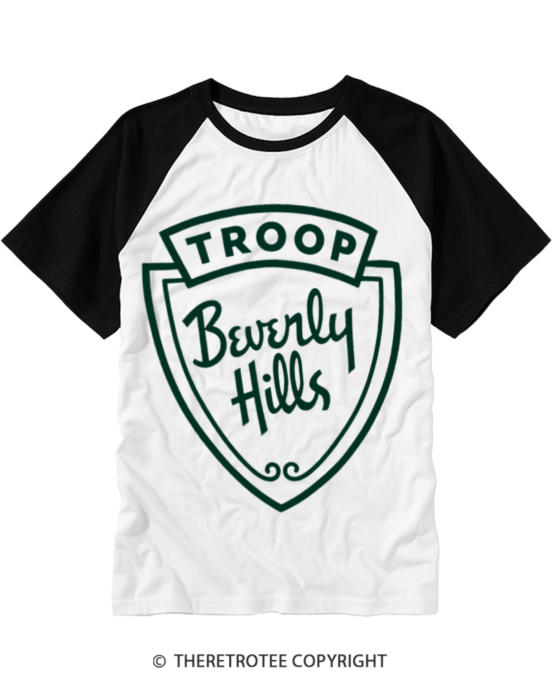 TheRetroTee Troop Beverly Hills 1990s Raglan Baseball T-Shirt