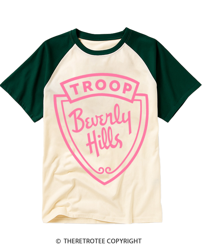 TheRetroTee Troop Beverly Hills 1990s Raglan Baseball T-Shirt