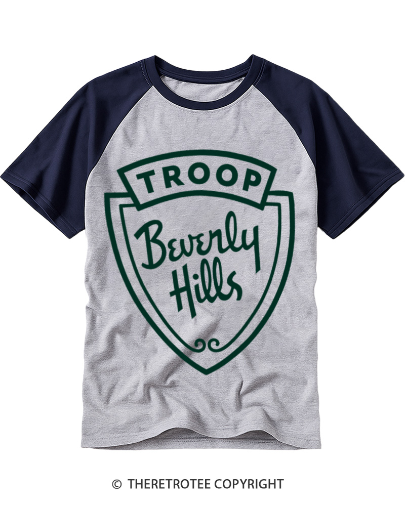 TheRetroTee Troop Beverly Hills 1990s Raglan Baseball T-Shirt