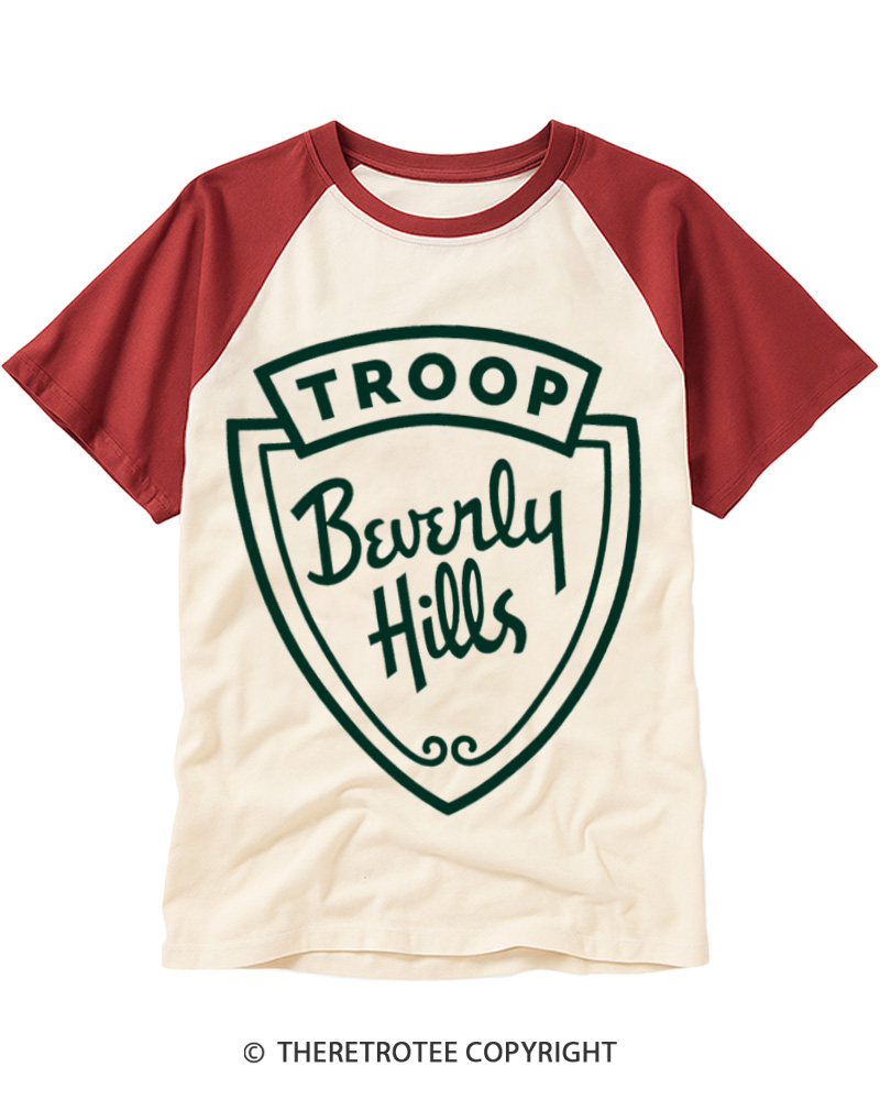TheRetroTee Troop Beverly Hills 1990s Raglan Baseball T-Shirt
