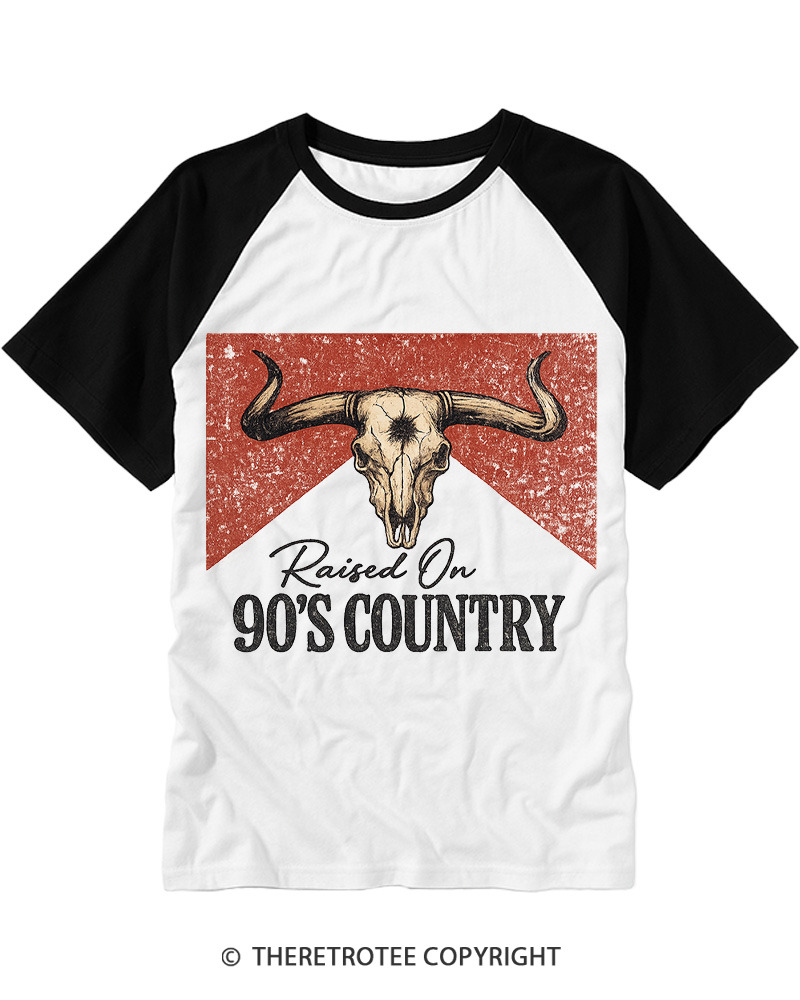 TheRetroTee Raised on 90s Raglan Baseball T-Shirt