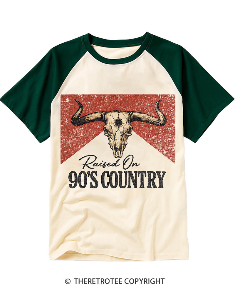 TheRetroTee Raised on 90s Raglan Baseball T-Shirt