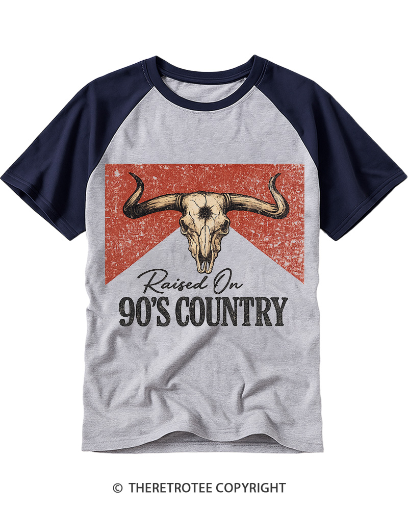 TheRetroTee Raised on 90s Raglan Baseball T-Shirt