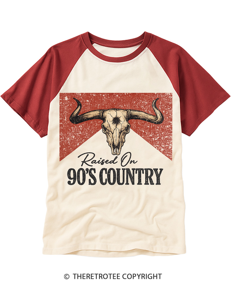 TheRetroTee Raised on 90s Raglan Baseball T-Shirt
