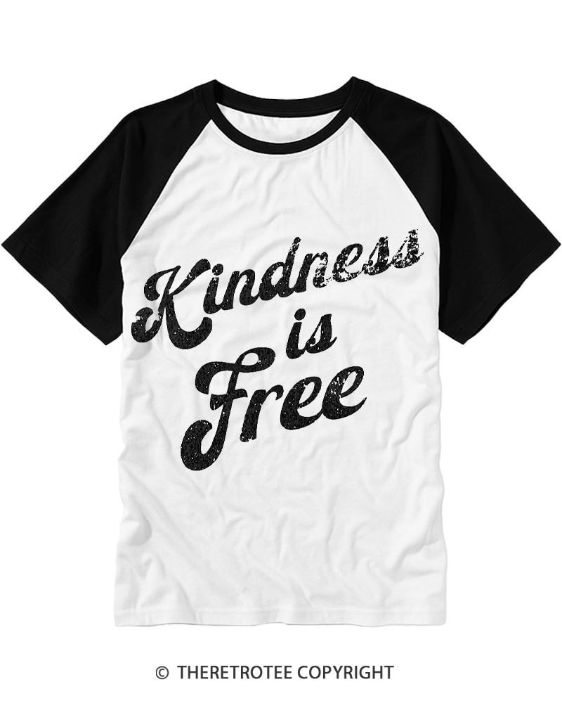 TheRetroTee Be Kind 1960s Raglan Baseball T-Shirt