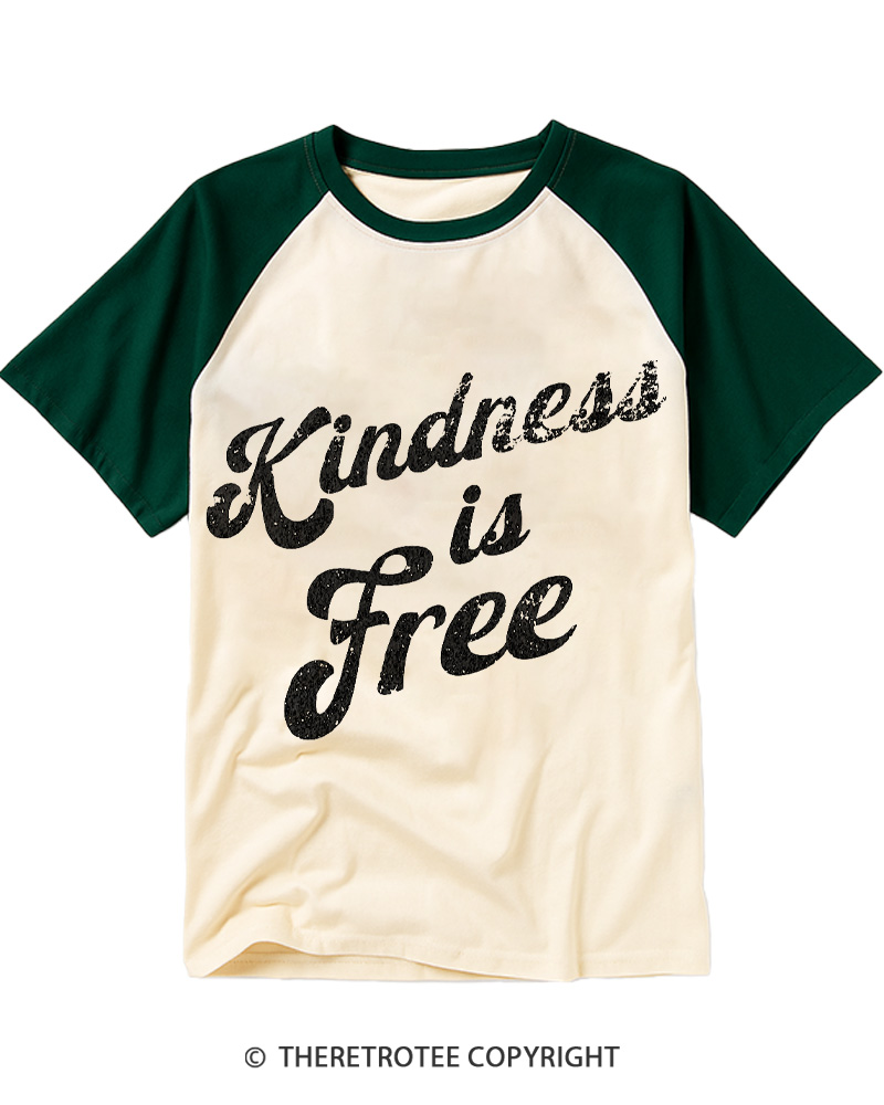 TheRetroTee Be Kind 1960s Raglan Baseball T-Shirt