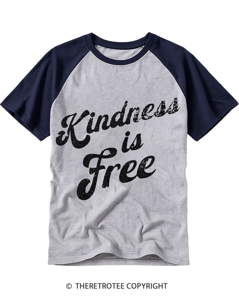 TheRetroTee Be Kind 1960s Raglan Baseball T-Shirt