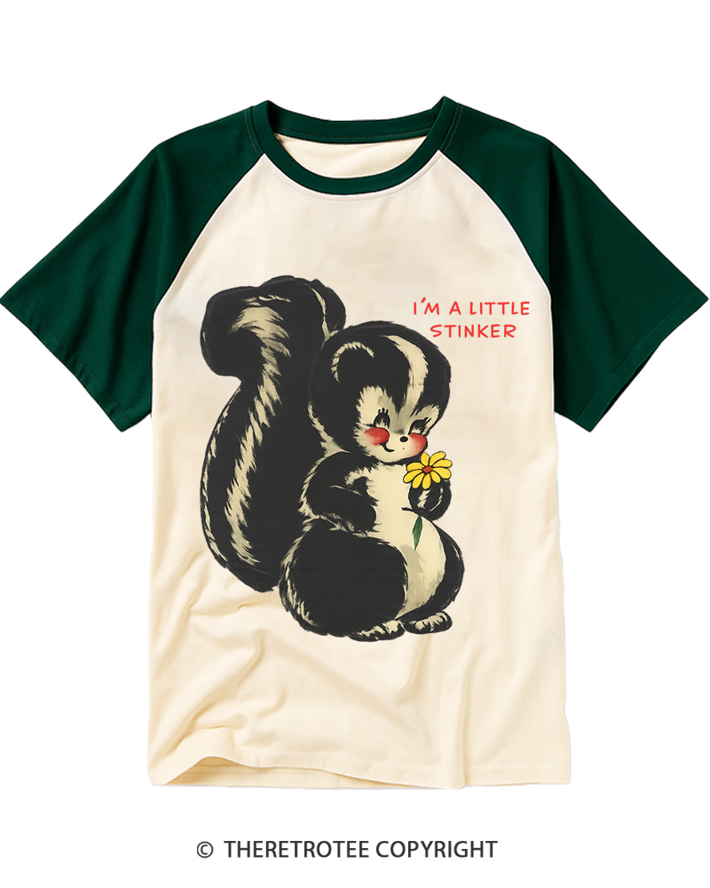 TheRetroTee Im a Little Stinker 1950s Raglan Baseball T-Shirt