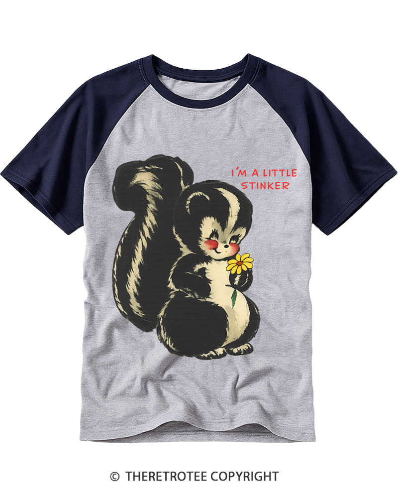 TheRetroTee Im a Little Stinker 1950s Raglan Baseball T-Shirt