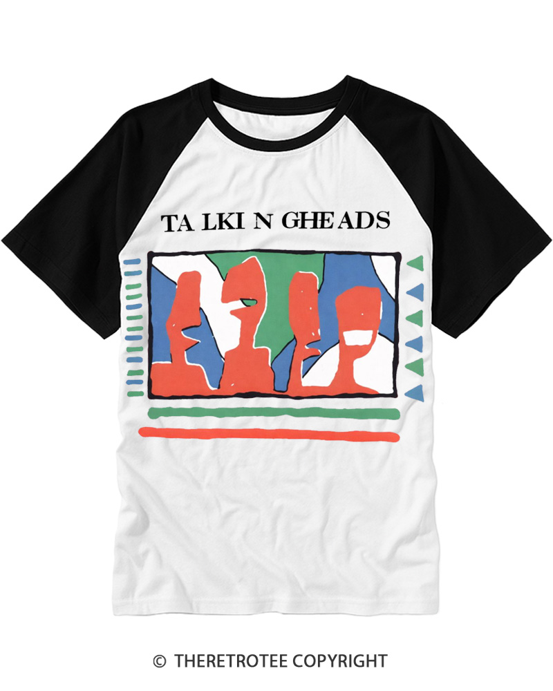TheRetroTee Talking Heads 1980s Raglan Baseball T-Shirt