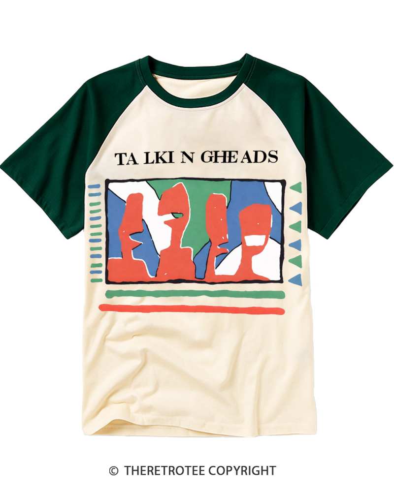 TheRetroTee Talking Heads 1980s Raglan Baseball T-Shirt